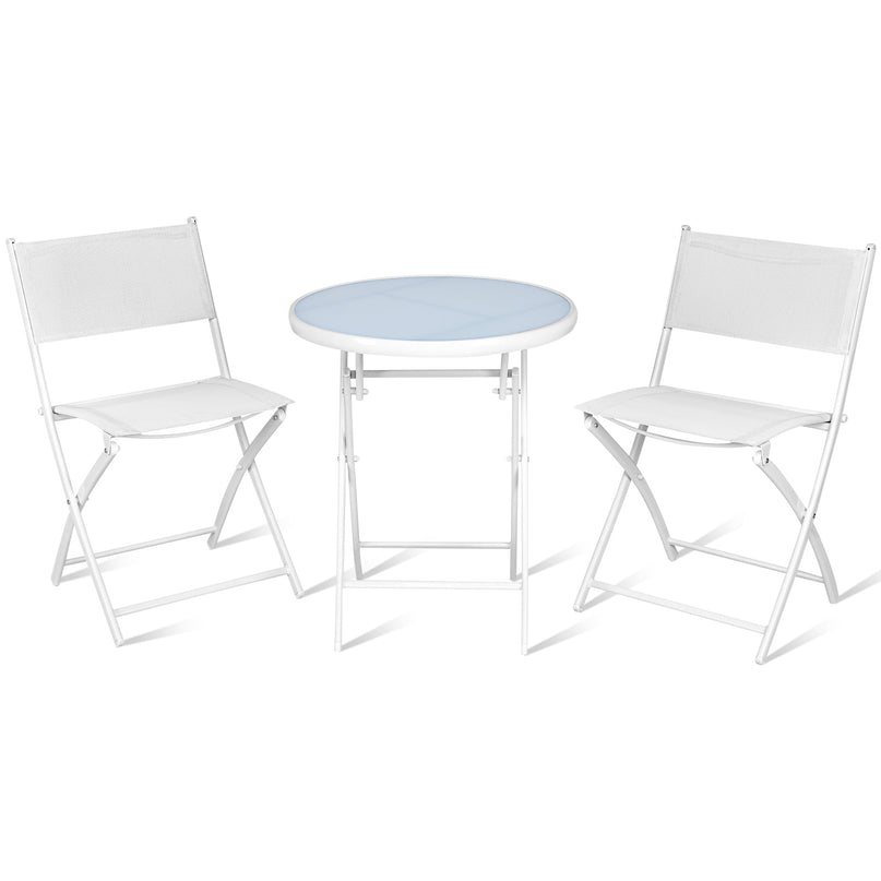 Giantex Bistro Table Set, 3 Piece Patio Bistro Set, Outdoor Folding Table and Chairs