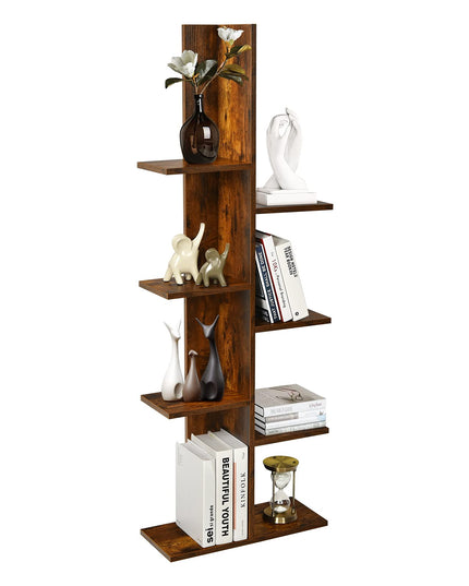Giantex Wood Bookshelf, 7-Tier Tall Freestanding Tree Bookshelf with Anti-toppling