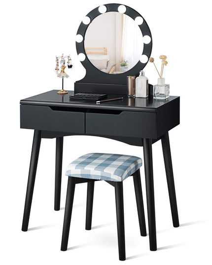Vanity Table Set with 8 Light Bulbs and Touch Switch