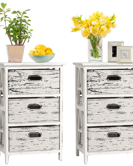 Giantex Storage Drawer Units W/ 3 Fabrics Storage Drawers and Wood Frame (1)