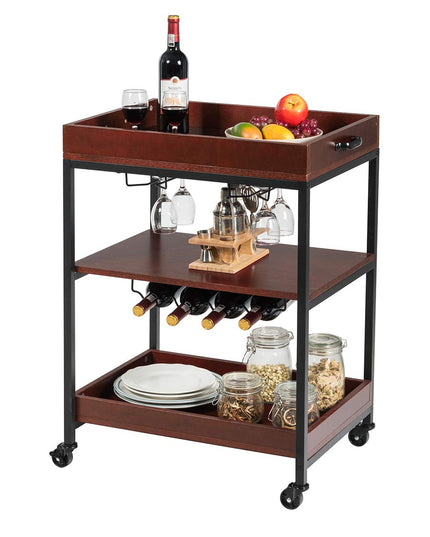 Giantex Kitchen Island Cart Rolling Industrial Style, Rustic Brown