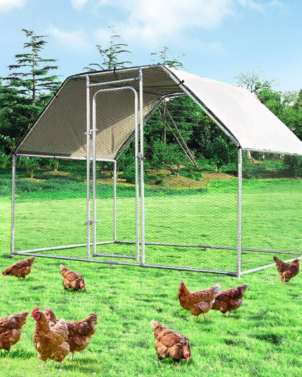 Giantex Large Metal Chicken Coop Walk-in Chicken Coops Hen Run House Shade Cage