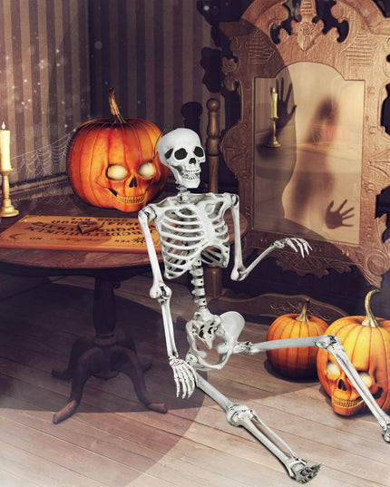 5.4 Ft Halloween Skeleton, Life Size Realistic Human Bones