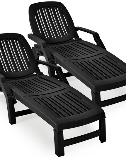 Chaise Lounge Outdoor,Foldable Sun Lounger with Wheels
