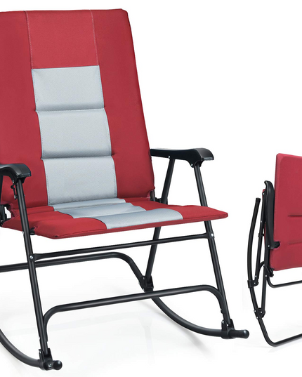 Giantex Camping Rocking Chair Fold-able Oversized with Padded Armrest and Seat