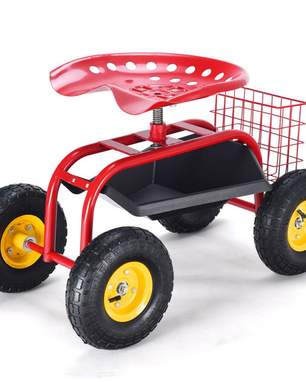 Giantex Garden Cart Rolling Tray Gardening Planting with Work Seat