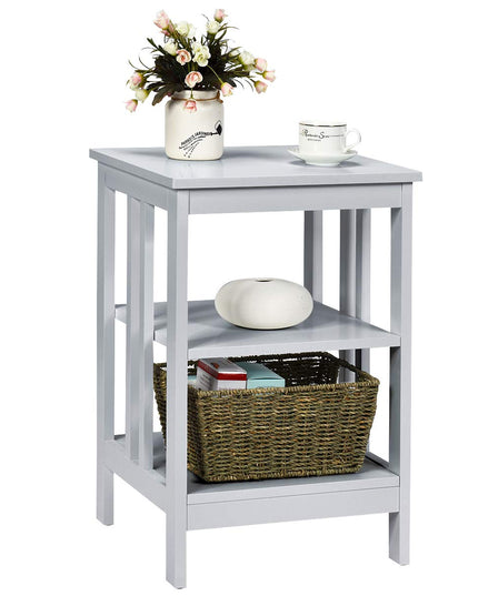 Giantex Nightstand 3-Tier Sofa Side Table W/Reinforced Bars and Stable Structure