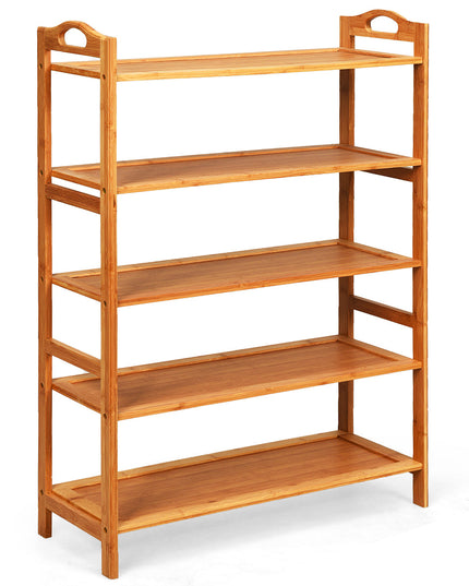 Bamboo Shoe Rack 5 Tier, Freestanding Shoe Rack - Giantexus