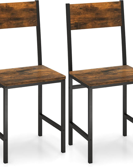 Giantex Dining Chairs Set, Industrial Kitchen Chairs with Metal Legs, Slanted Back