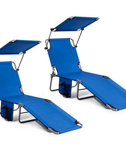 Giantex Lounge Chaise Chair Position and Shade Adjustable W/Canopy and Storage Pocket