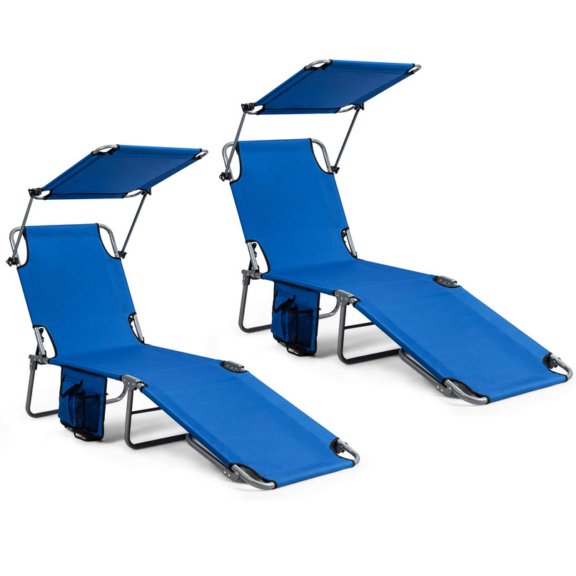 Giantex Lounge Chaise Chair Position and Shade Adjustable W/Canopy and Storage Pocket