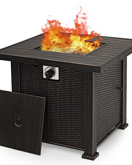 Giantex Gas Fire Pit Table, 30 Inch 50,000 BTU Auto-Ignition Propane Fire Pit (Brown)