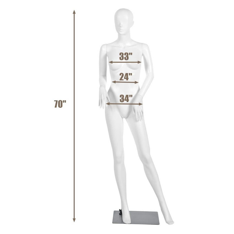 Female Mannequin Dress Form Display Manikin Torso????o?5.8 FT, White - Giantexus