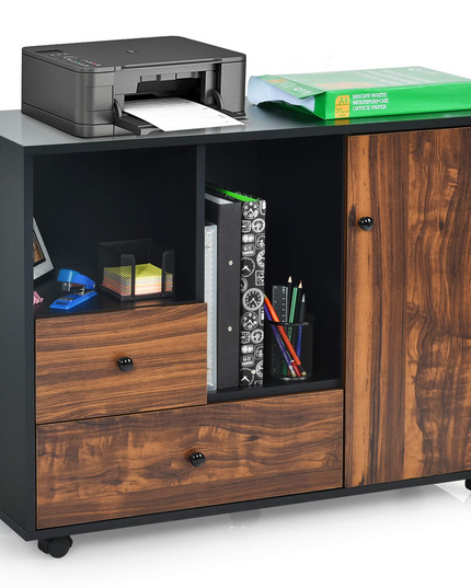 Giantex Mobile Filing Cabinet 2 Drawers, Large Storage Cabinet, Printer Stand on Wheels