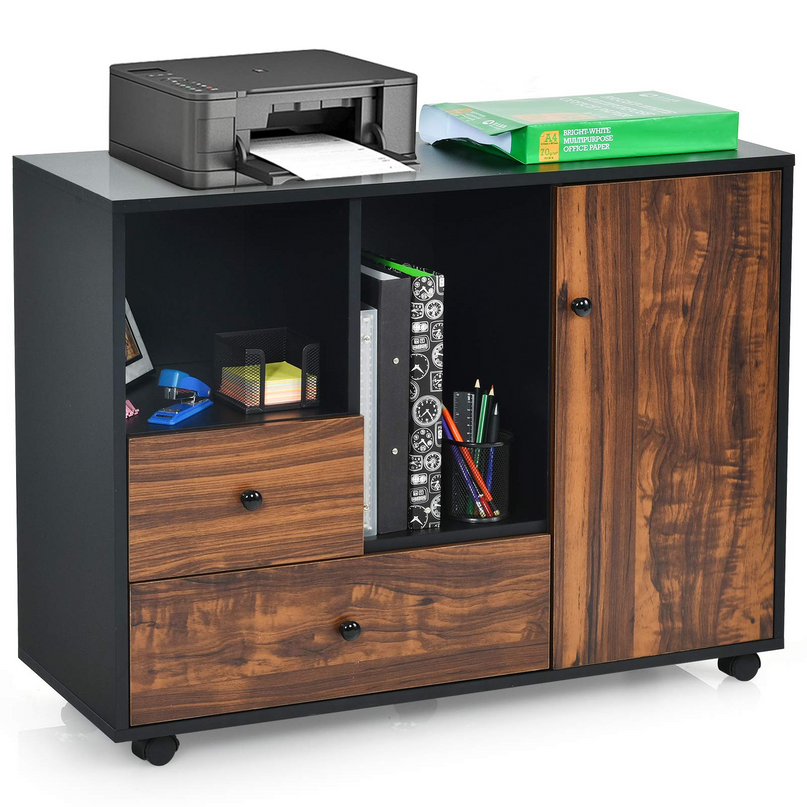 Giantex Mobile Filing Cabinet 2 Drawers, Large Storage Cabinet, Printer Stand on Wheels