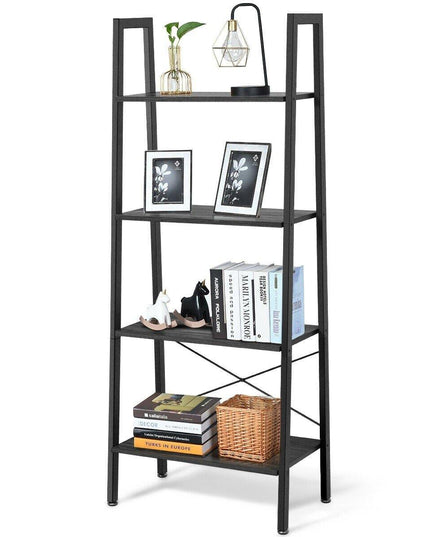 Ladder Shelf 4-Tier Industrial Bookshelf Storage Rack - Giantexus