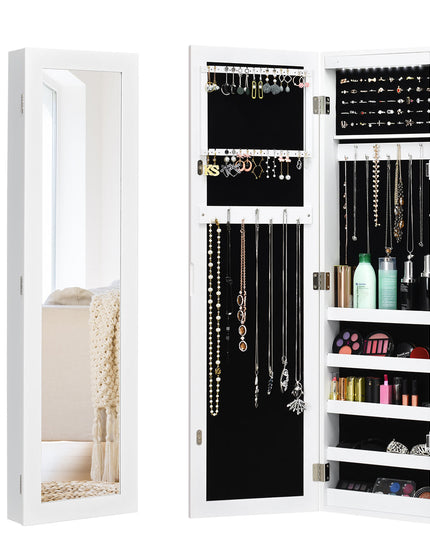 Giantex | 12 LEDs Wall Mounted Jewelry Armoire Cabinet with Mirror