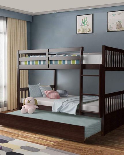 Giantex Full Over Full Bunk Bed with Trundle for Adults Kids Teens