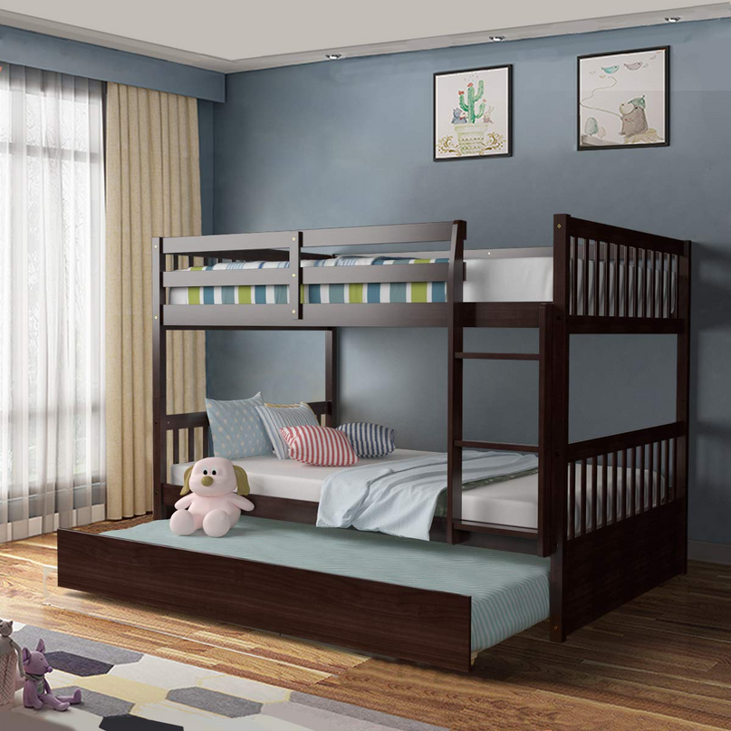 Giantex Full Over Full Bunk Bed with Trundle for Adults Kids Teens