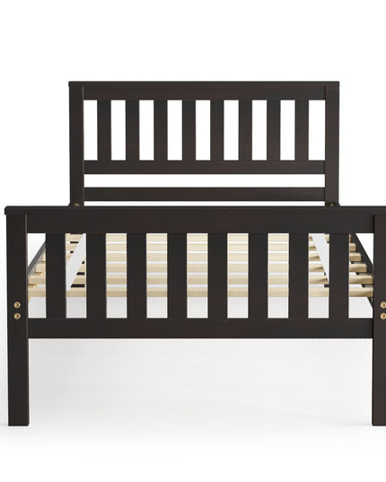Easy Assembly Twin Size Wood Platform Bed with Headboard