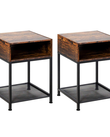 Giantex End Table Industrial W/Open Compartment