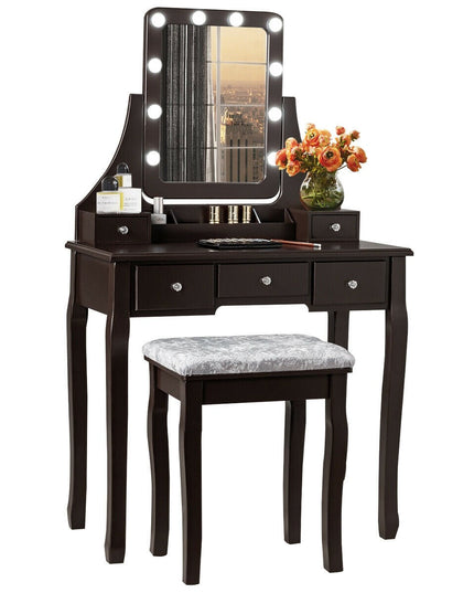 CHARMAID | LED Vanity Set with 10 Dimming Light Bulbs - Giantexus