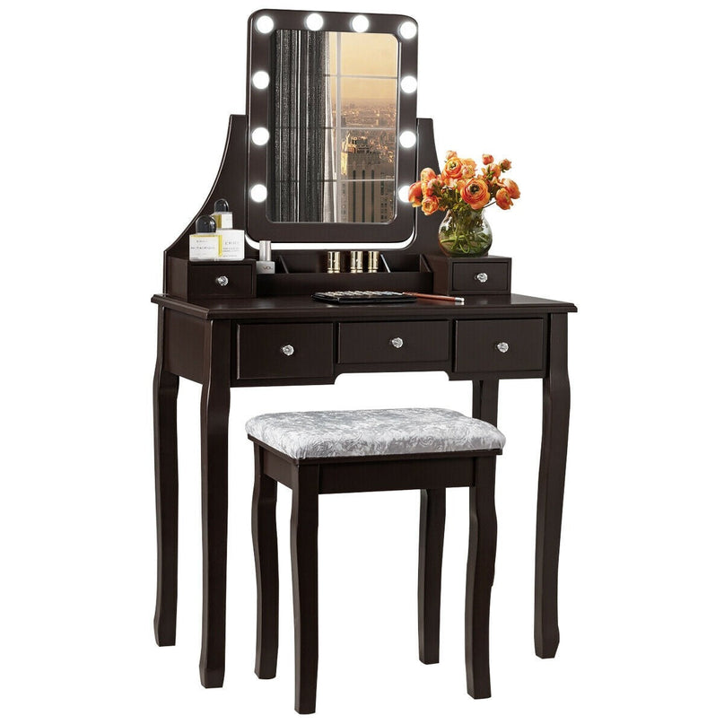 CHARMAID | LED Vanity Set with 10 Dimming Light Bulbs - Giantexus