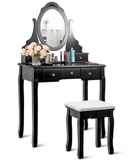 Giantex Makeup Dressing Table Large Storage with 5 Drawers