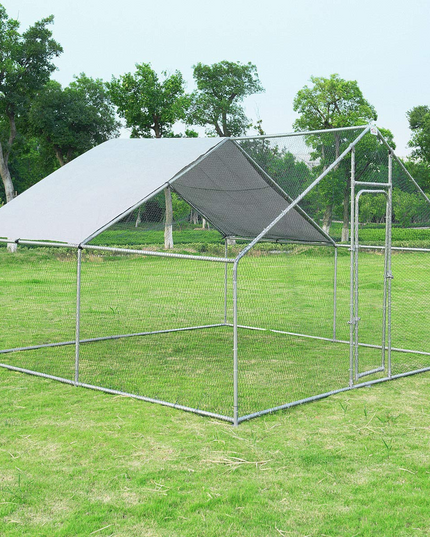 Large Metal Walk-in Chicken Coop with Waterproof Cover