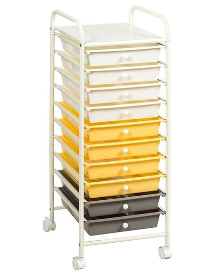 10 Drawer Rolling Storage Cart Scrapbook Paper Office School Organizer - Giantexus