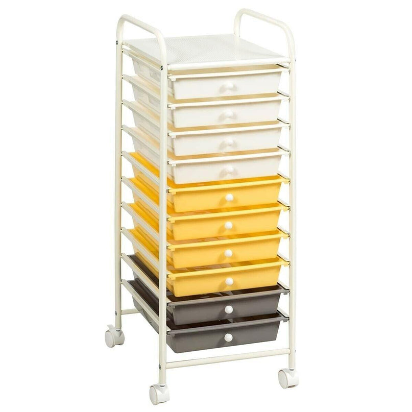 10 Drawer Rolling Storage Cart Scrapbook Paper Office School Organizer - Giantexus