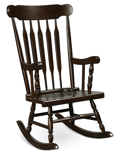 Giantex Outdoor Wood Rocking Chair - Set of 2 Patio Rocking Chair with Solid Frame