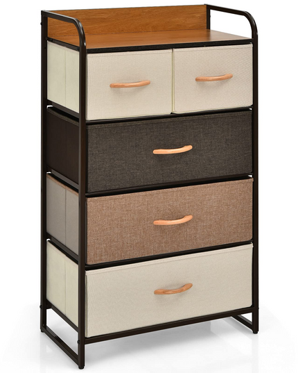 Giantex Sturdy Steel Frame & Wooden Top Vertical Organizer Unit for Closets, Bedroom Utility Dresser Chest (23 x 11.5 x 39 inch)