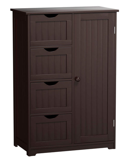 Giantex Bathroom Floor Cabinet Wooden with 1 Door & 4 Drawer