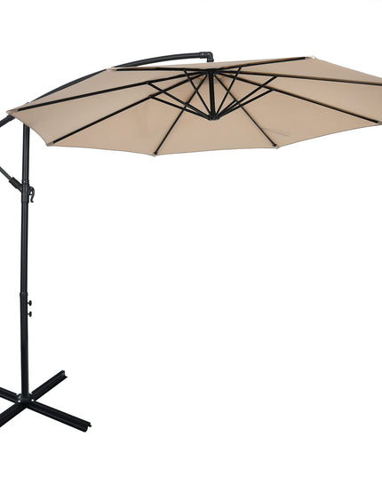 Giantex 10FT Patio Offset Umbrella, 8 Ribs Cantilever Umbrella Outdoor w/Crank, Cross Base