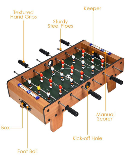 Giantex Foosball Table, 27in Mini Football Table Game w/ 2 Footballs, Score Keepers (Natural) - Giantexus