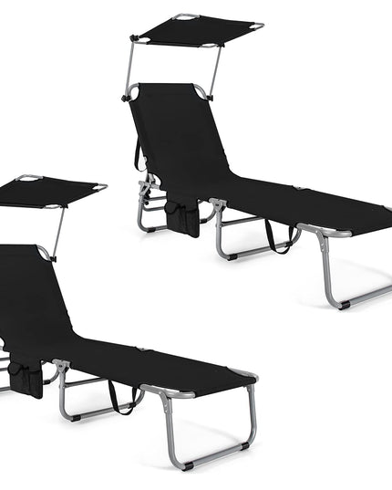 Giantex Portable Reclining Chair with 5 Adjustable Positions, Set of 2