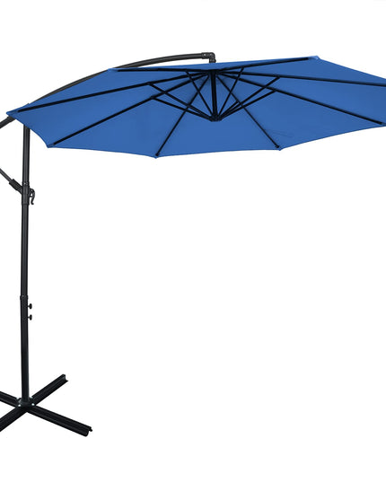 Giantex 10FT Patio Offset Umbrella, 8 Ribs Cantilever Umbrella Outdoor w/Crank, Cross Base