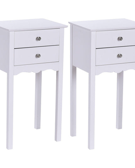 Giantex End Table w/ 2 Drawers Side Table Nightstand Multi-Purpose Accent Table Living Room Bedroom Home Furniture