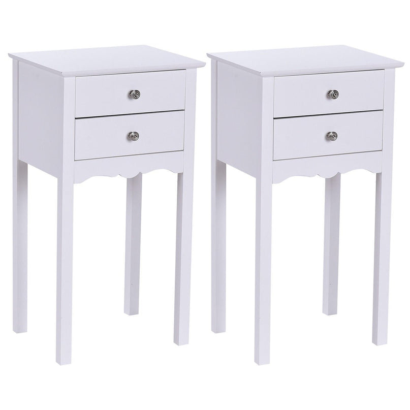 Giantex End Table w/ 2 Drawers Side Table Nightstand Multi-Purpose Accent Table Living Room Bedroom Home Furniture