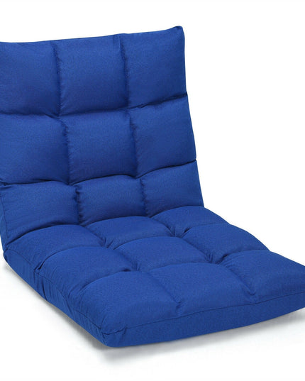 Adjustable Floor Gaming Sofa Chair 14-Position Cushioned Folding - Giantexus