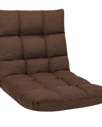 Adjustable Floor Gaming Sofa Chair 14-Position Cushioned Folding - Giantexus
