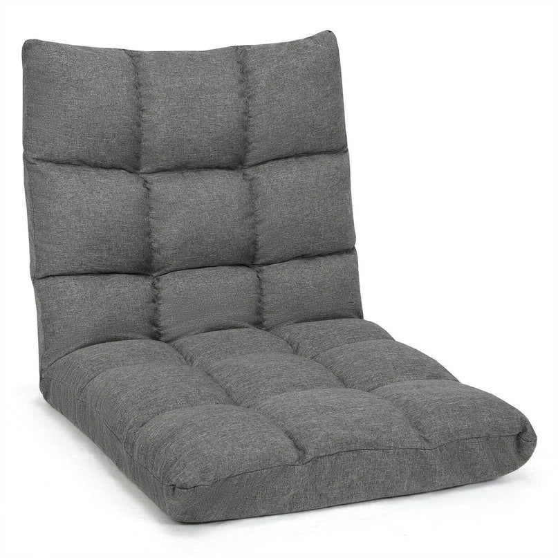 Adjustable Floor Gaming Sofa Chair 14-Position Cushioned Folding - Giantexus