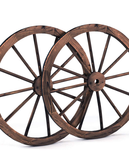 Giantex 30-Inch Set of Two Decorative Wooden Wheel