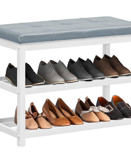 Giantex Shoe Bench, Wood Shoe Rack Bench with Cushion Seat