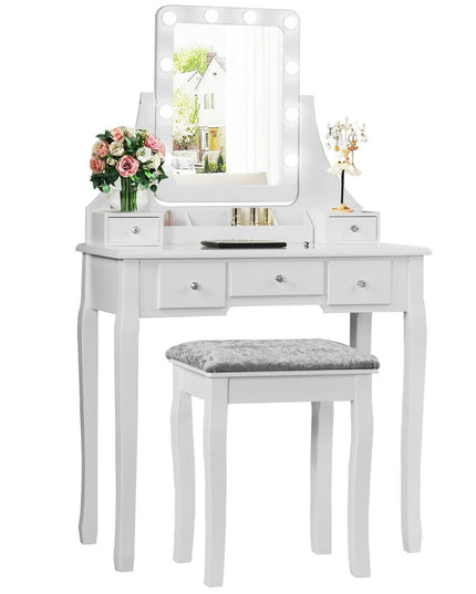 CHARMAID | LED Vanity Set with 10 Dimming Light Bulbs - Giantexus