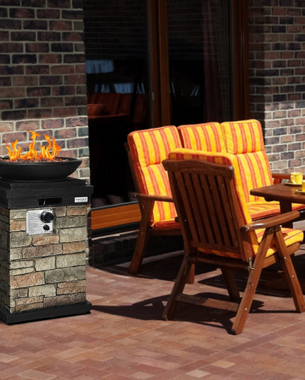 Firebowl Column, 40,000 BTU Outdoor Gas Fire Pit - Giantex