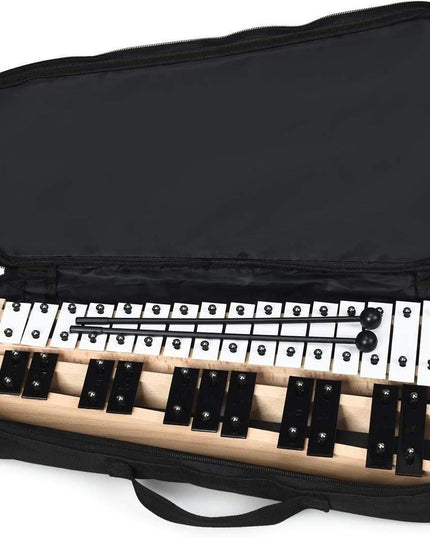 27 Note Glockenspiel Xylophone, Percussion Instrument with Wood Base - Giantexus