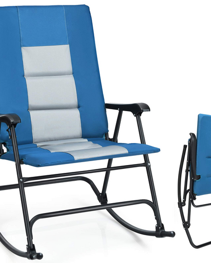 Giantex Camping Rocking Chair Fold-able Oversized with Padded Armrest and Seat