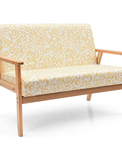 Giantex Mid-Century Wooden Loveseat, Upholstered Wooden Lounge Accent Chair - Giantexus